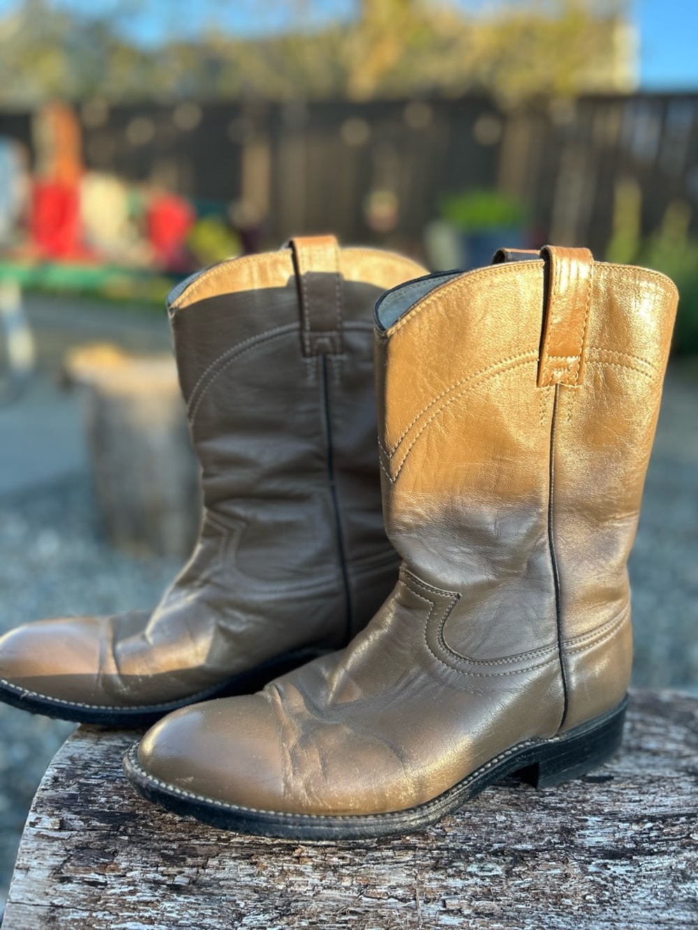 Men's / Women Brown Leather Cowboy Boots (for for men’s 6)